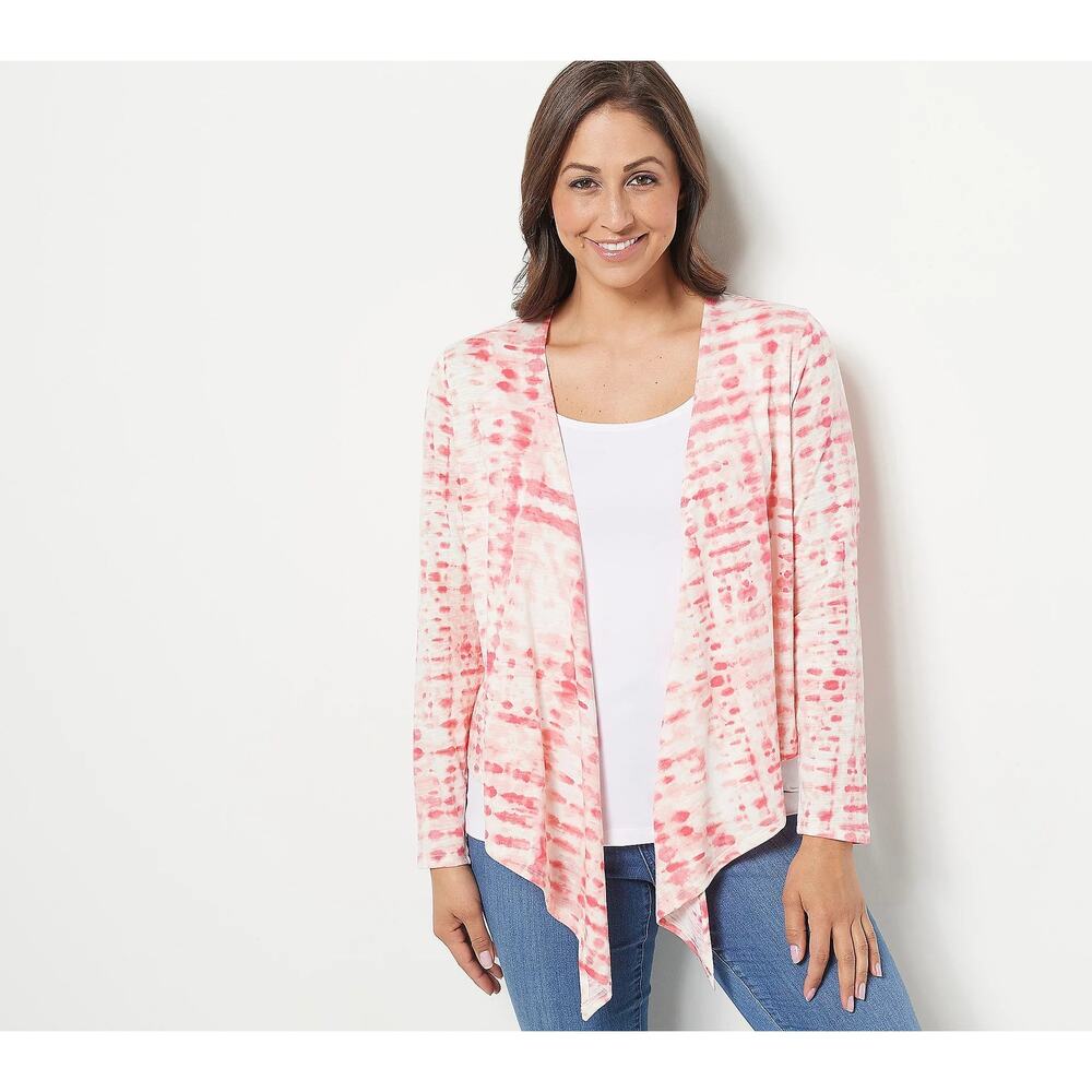 LARGE CORAL ABSTRACT A475783 Belle by Kim Gravel Slub Knit Shrug